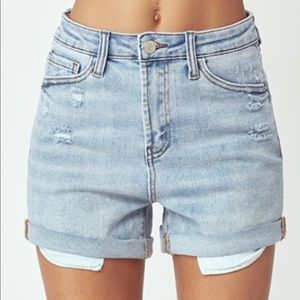 Risen Light Wash Denim Shorts